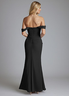 Azazie Luiza Brudtärnklänningar Klä av Sjöjungfru i Chiffong Av axeln Svart image7