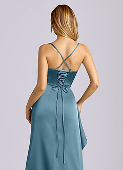 Azazie Sarai Bridesmaid Dresses Bermuda Sheath Corset Stretch Satin Dress image2