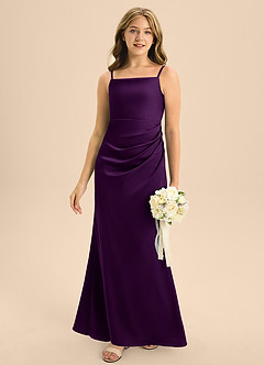 Azazie Renna Junior Robe Trapèze en Satin extensible Plissée Grain De Raisin image5