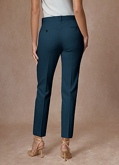 front Whitney Dark Navy Refined Weave Performance Full Length Dress Pants