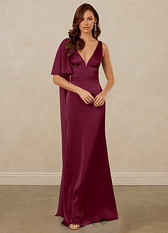 Christian Siriano Bridal for Azazie 1011 Bridesmaid Dresses Mulberry Mermaid Bow Stretch Satin Dress image3