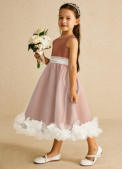 Azazie Stardust Blumenmädchenkleider A-Linie ärmellos Organza Kleid Bronzer image3