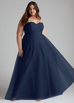 Azazie Roni Bridesmaid Dresses Dark Navy A-Line Sweetheart Neckline Tulle Convertible Dress image7