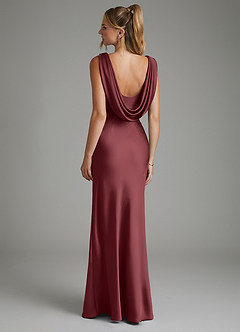 Azazie Elena Bridesmaid Dresses Merlot Mermaid Pleated Stretch Satin Dress image2