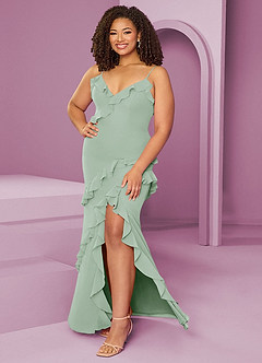 Barbie ♥ Azazie Bridesmaid Dresses Agave Sheath Chiffon Dress image11
