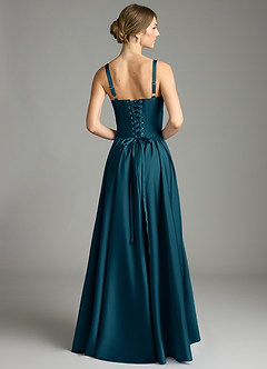 Azazie Evadina Suknie dla druhen Linia A Gorset Satyna elastyczna Do ziemi Sukienka image2