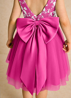 Azazie Butterfly Flower Girl Dresses Fuchsia A-Line Lace Dress image6