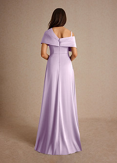 Azazie Milton Mother of the Bride Dresses Frosted Lilac A-Line Pleated Stretch Satin Dress image4