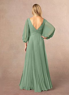 Azazie Zahara Mother of the Bride Dresses Matcha A-Line V-Neck Pleated Chiffon Dress image4