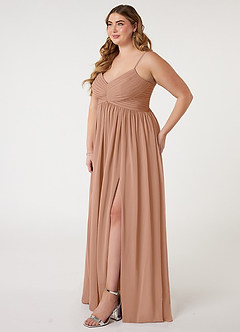 Azazie Alia Robes de demoiselle d'honneur Robe Trapèze en Mousseline de soie Plissée Champagne Rosé image8