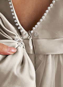 Azazie Cookie Flower Girl Dresses Frost A-Line Bow Tulle Dress image5