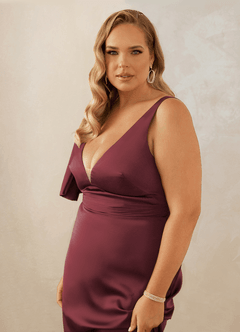 Christian Siriano Bridal for Azazie 1011 Bridesmaid Dresses Merlot Mermaid Bow Stretch Satin Dress image15