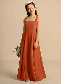 Azazie Tater Girls Formal Flower Girl Dresses Burnt Orange A-Line Pleated Chiffon Dress image1
