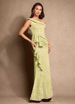 Azazie Hamptons Mère de la mariée Robes Robe Trapèze en Blumen-Burnout Plissée Sorbet Citron image4