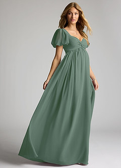 Azazie Madisynn Maternity Bridesmaid Dresses Bow Chiffon Floor-Length Dress image4