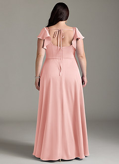 Azazie Bondi Bridesmaid Dresses Powder Pink A-Line Bow Stretch Satin Dress image8