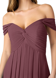 Azazie Kaitlynn Abiti da Damigella Abito Convertibile Impero in Chiffon Increspato Sangria image5