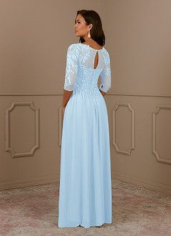 Azazie Harriet Mother of the Bride Dresses Sky Blue A-Line Scoop lace Mesh Dress image4