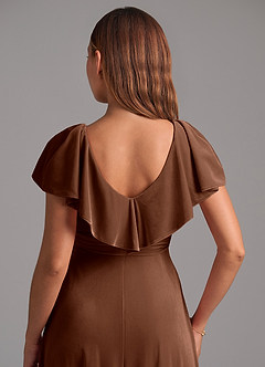 Azazie Lainey Bridesmaid Dresses Umber A-Line Ruched Velvet Dress image6