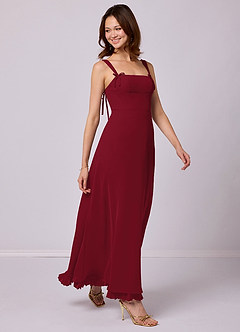Barbie ♥ Azazie Bridesmaid Dresses Burgundy A-Line Pleated Chiffon Dress image1