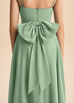 Azazie Bear Junior Jurk van Chiffon met A-Lijn Geplooid Matcha image7