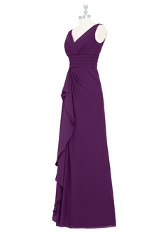 Azazie Julianna Brautjungfernkleider A-Linie Chiffon Kleid Traube image8