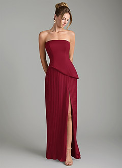 Azazie Tierney Bridesmaid Dresses Burgundy A-Line Strapless Chiffon Convertible Dress image4
