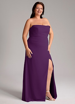 Azazie Leonis Jurken voor bruidsmeisjes Converteerbaar Jurk van Chiffon met Kolom Strapless Druif image14