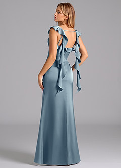 Azazie Adi Probar vestidos en casa Vestido de Borgoña de Satén Elástico de Corte en A con Plisado image6