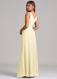 Azazie Nerine Bridesmaid Dresses Lemon Sorbet A-Line Pleated Chiffon Dress image2