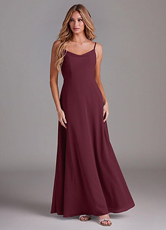 Azazie Daenerys Bridesmaid Dresses Cabernet A-Line Cowl Chiffon Dress image3