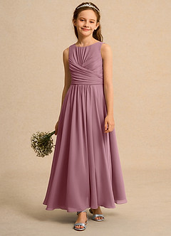 Azazie Ducky Girls Formal Flower Girl Dresses Vintage Mauve A-Line Pleated Chiffon Dress image4