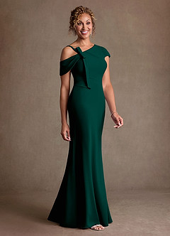 Azazie Rachael Mère de la mariée Robes Robe Fourreau en Crêpe Élastique Épaule décolletée Vert Pin image2