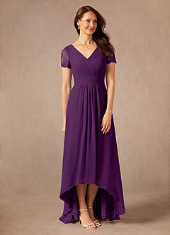 Azazie Polly Kleider für die Brautmutter A-Linie Spitze Chiffon Kleid Traube image7