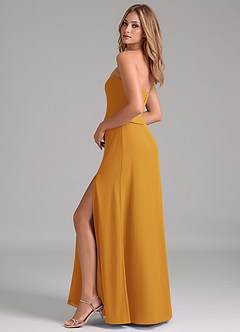 Azazie Jenilyn Brautjungfernkleider A-Linie Schulterfrei Chiffon Kleid Butterscotch image6