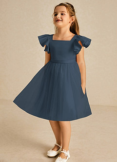Azazie Kaeya Robe Demoiselle D'honneur Fillette Robe Trapèze en Tulle Arc Neptune image4