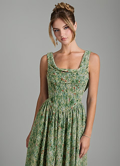 Azazie Novi Bridesmaid Dresses Meadow Bloom A-Line Pleated Chiffon Dress image5