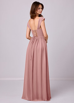 Barbie ♥ Azazie Bridesmaid Dresses Dusty Rose A-Line Corset Chiffon Dress image5