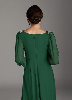 Azazie Gypsy Mother of the Bride Dresses Dark Green A-Line V-Neck Sequins Chiffon Dress image5
