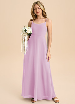 Azazie Shale Junior Robe Trapèze en Mousseline de soie Arc Rose Bonbon image5