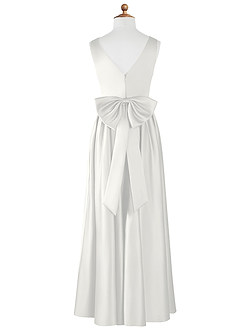 Azazie Hathaway Junior Jurk van Stretch Satijn met A-Lijn Boog Wit image7