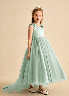 Azazie Lorita Flower Girl Dresses Agave A-Line Beaded Tulle Dress image4