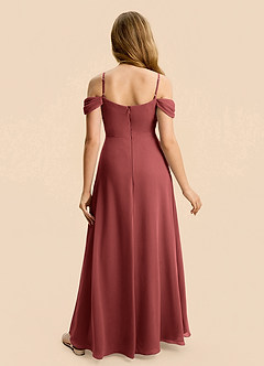 Azazie Lilly Junior Terracotta A-Line Pleated Chiffon Dress image2