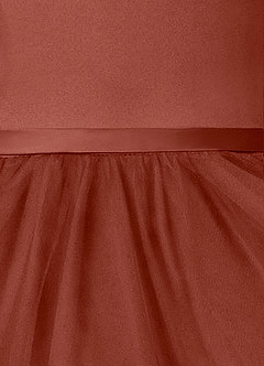 Azazie Marybell Flower Girl Dresses Auburn A-Line Bow Tulle Dress image4