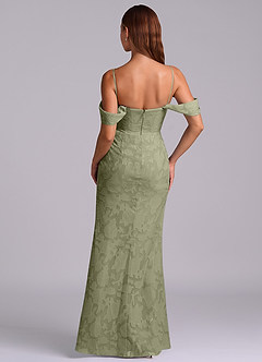 Azazie Johana Robes de demoiselle d'honneur Robe Sirène Convertible en Blumen-Burnout Épaule décolletée Pistache image7
