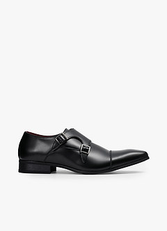 front Mocasines de cuero con doble hebilla para hombre