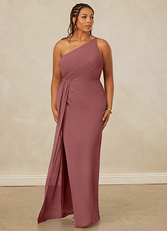 Christian Siriano Bridal for Azazie 1003 Bridesmaid Dresses Amethyst Sheath One Shoulder Chiffon Dress image10