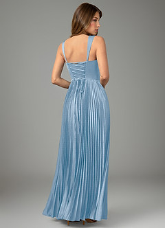 Azazie Avenelle Robes de demoiselle d'honneur Robe Trapèze en Satin extensible Corset Poudre Bleue image2