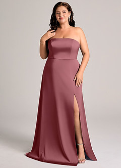 Azazie Wren Brudtärnklänningar Klä av A-Linje i Stretch Satin Axelbandslös Desert Rose Konvertibel image8