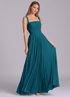 Azazie Mina Bridesmaid Dresses Ink Blue A-Line Pleated Chiffon Dress image3